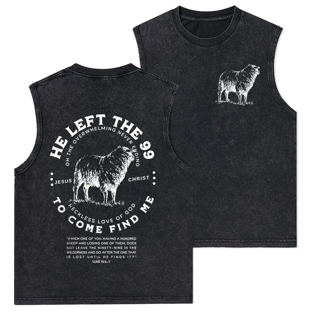 He Left The 99 To Rescue Me Christian Washed Tank Top