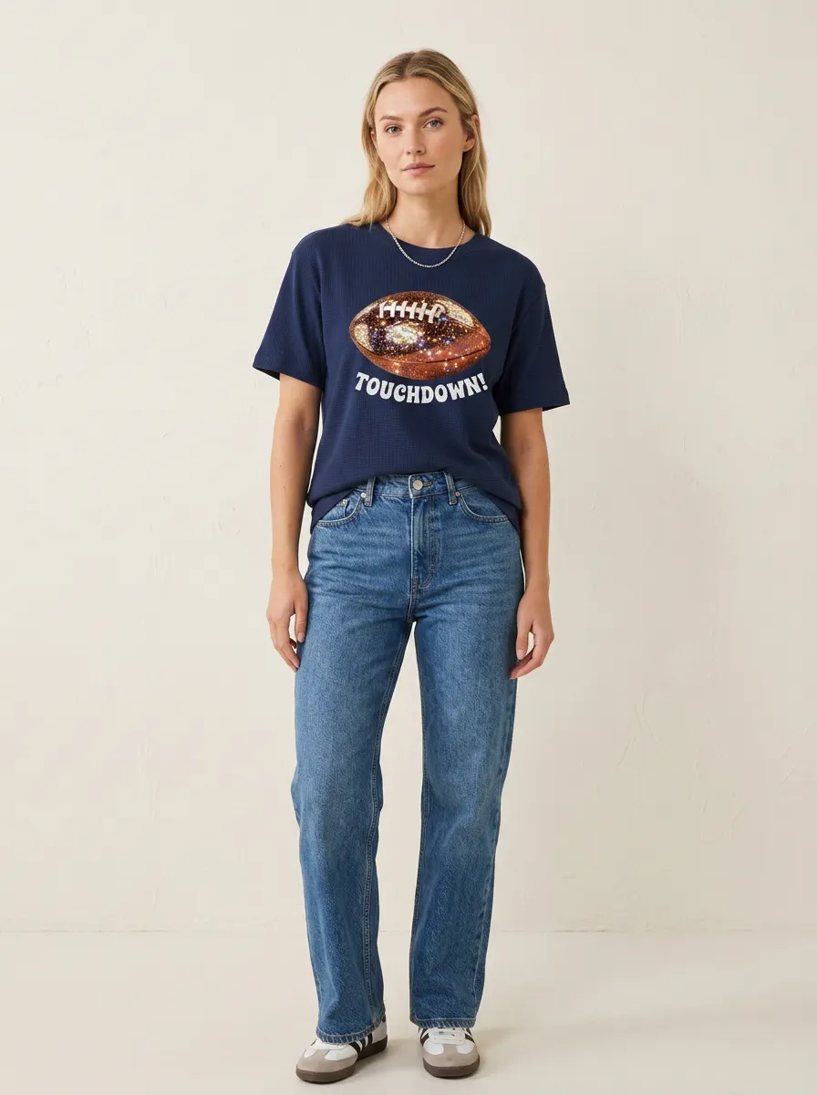 Women's Gridiron Ball Galaxy Touchdown Graphic T-Shirt