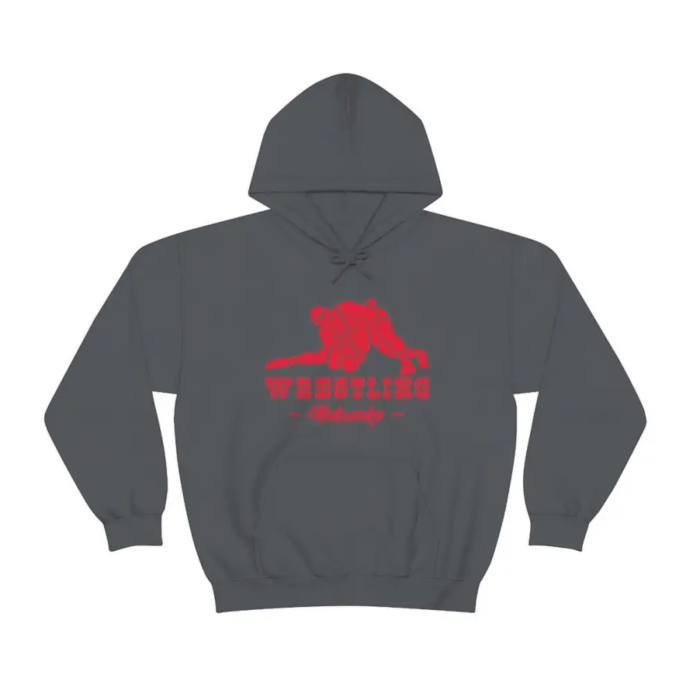 Relaxed Varsity Style Wrestling Graphic Pullover Hoodie