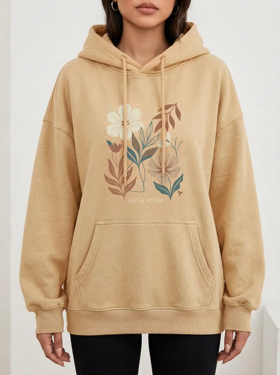 Botanical Nature Gentle Motion Floral Hoodie