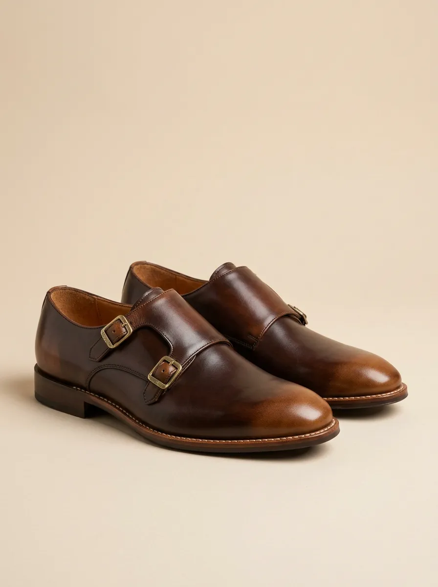 Men's Classic Classic Business Double Monk Strap Leather Shoes