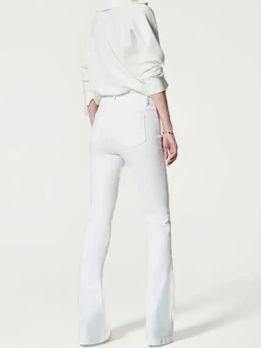Structured High Waist Flare Leg Denim Jeans