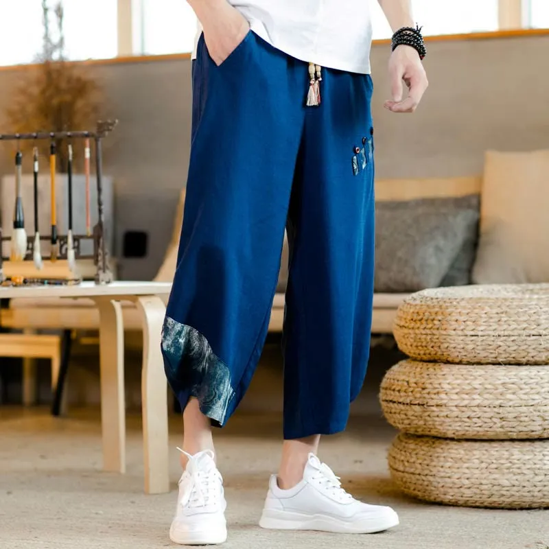 Drawstring Patchwork Pants