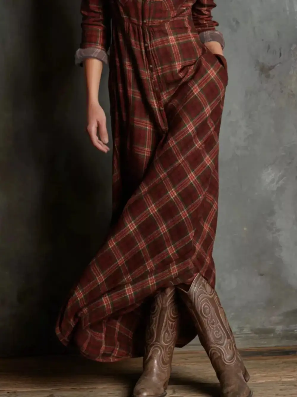 Full Size Plaid Button Down Maxi Dress Plus Size