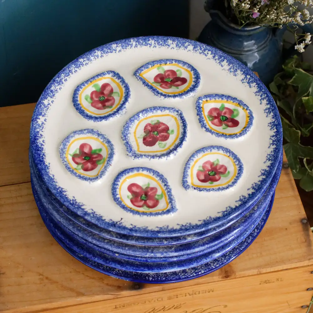 Hand-Painted Porcelain Oyster Plate