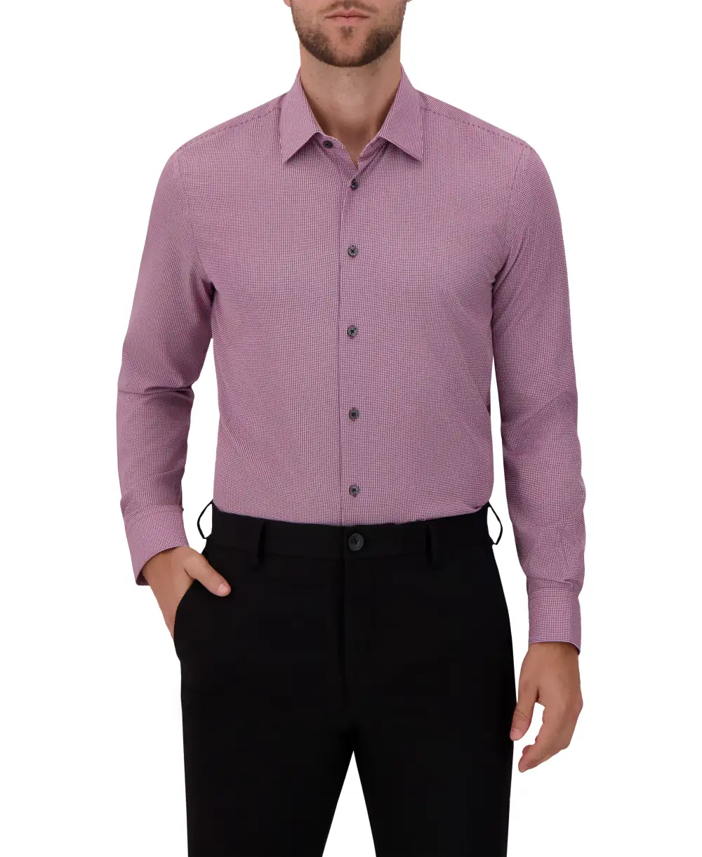Houndstooth Four-Way-Stretch Modern-Fit Men's Dress Shirt