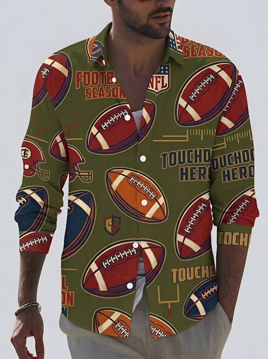 Men's Football Season Touchdown Hero All-Over Printed Shirt