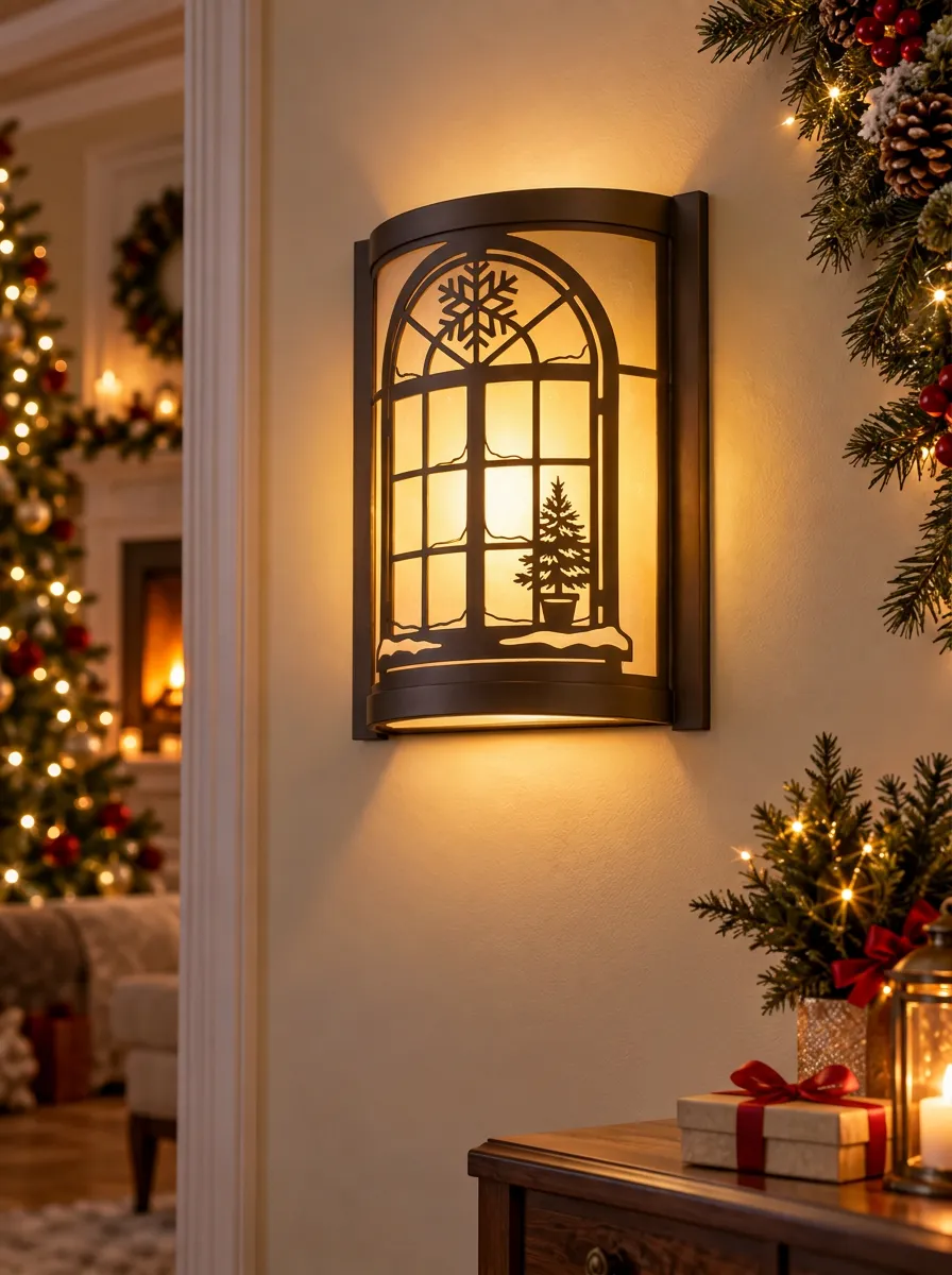 Snowflake Tree Window Christmas Wall Light