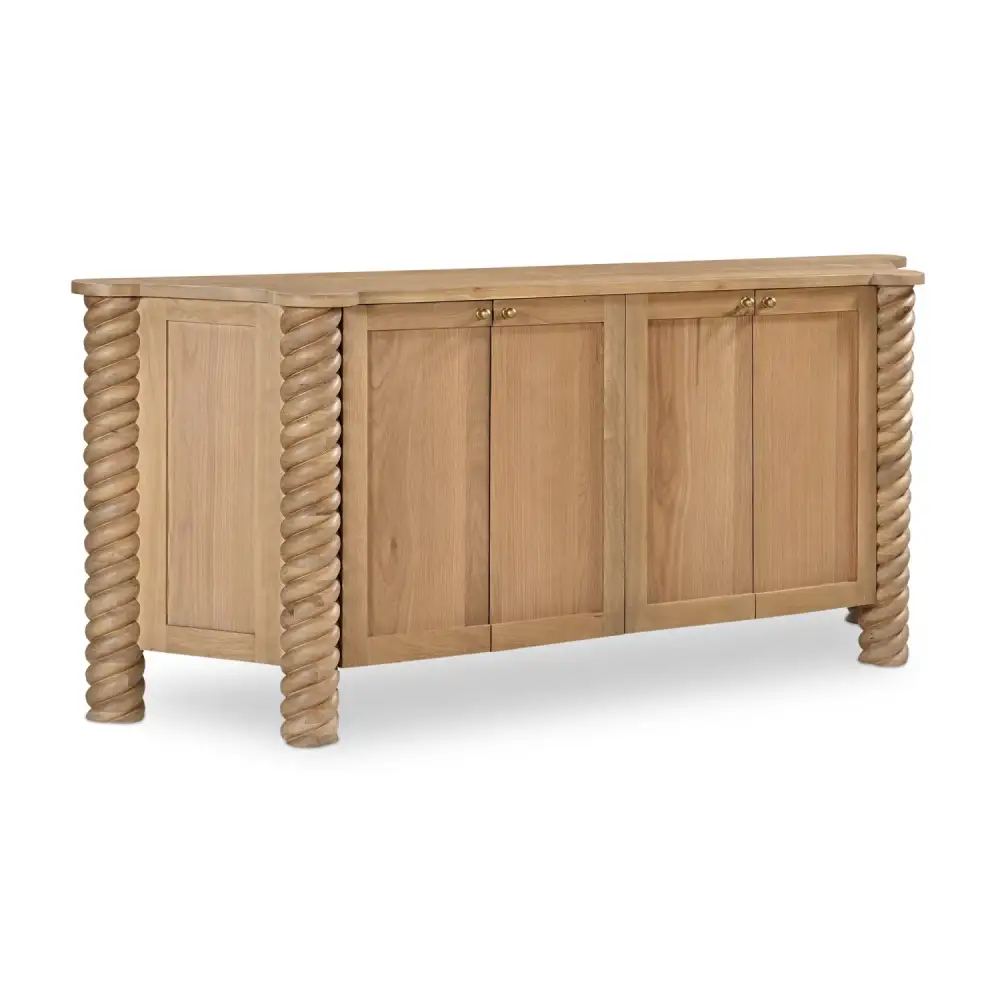 Oak Turned-Leg Four-Door Sideboard