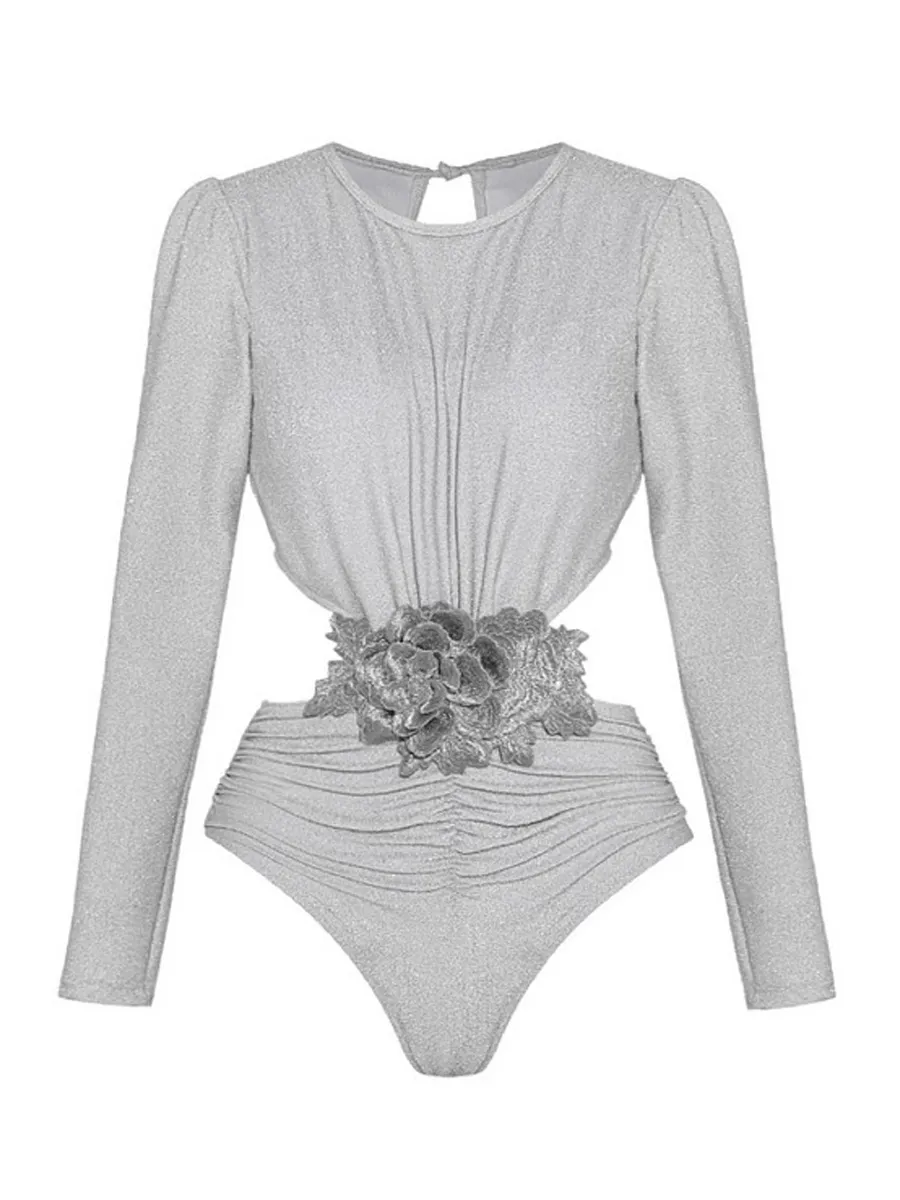 Saskia Long-Sleeved Openwork Swimsuit Set