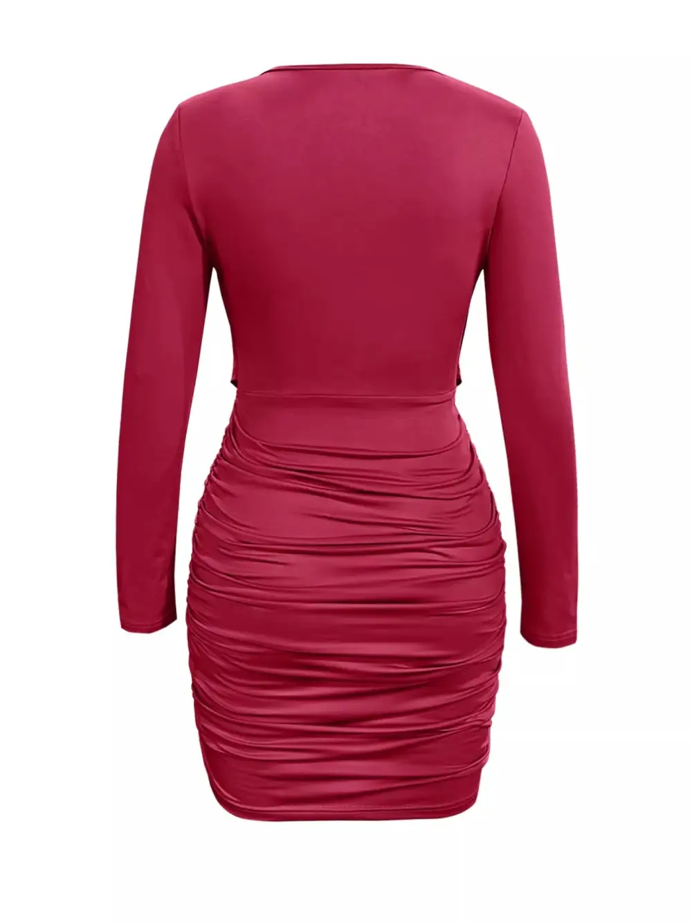Lightweight Feel V Neck Long Sleeve Mini Dress