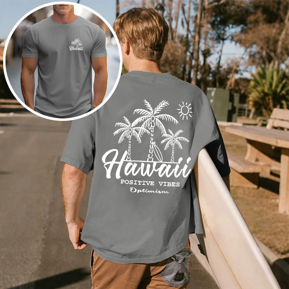 Hawaiian Positive Vibes Graphic T-Shirt