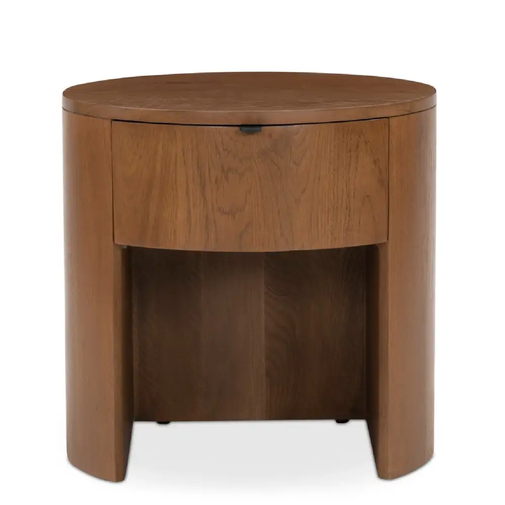 Oak Round Drawer Nightstand