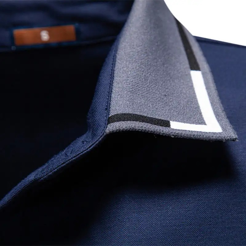 Ribbed Contrast Trim Cotton Polo Shirt