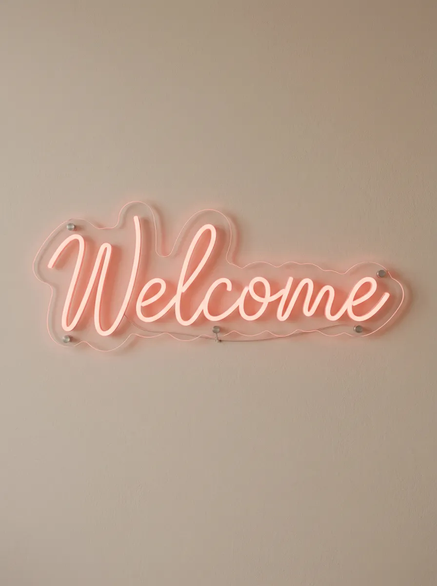 Layered Script Welcome Neon Sign