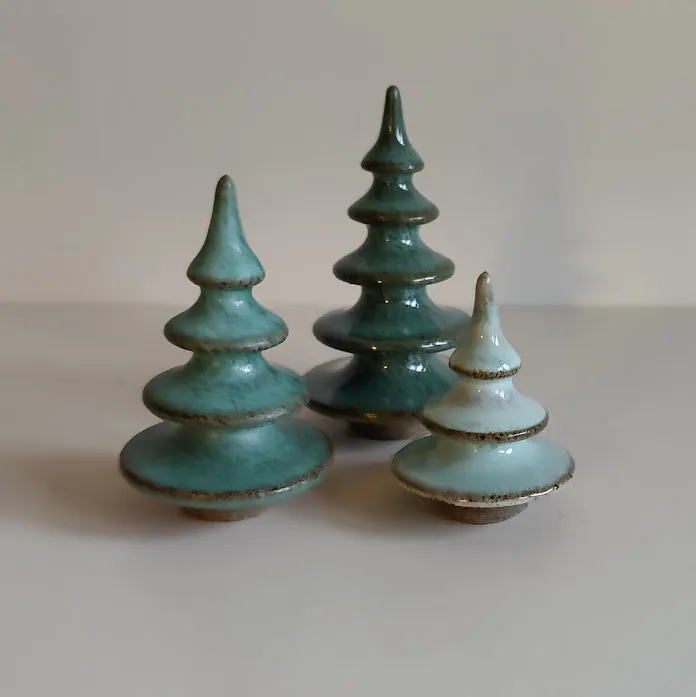 Hand Thrown Ceramic Tree Ornament Set