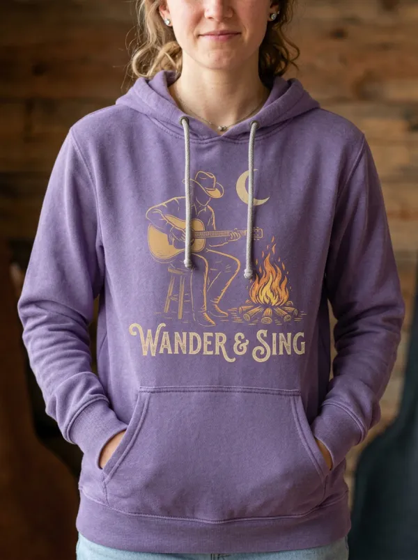 Western-Inspired Illustrated Unisex Country Music Pullover Hoodie