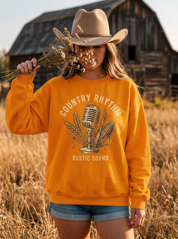 Microphone Wheat Country Music Crewneck Sweatshirt
