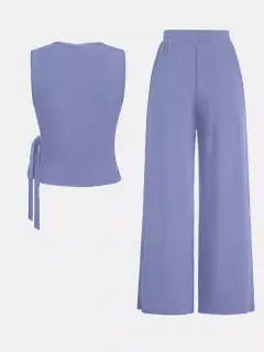 Tailored Round-Neck Pants Matching Set