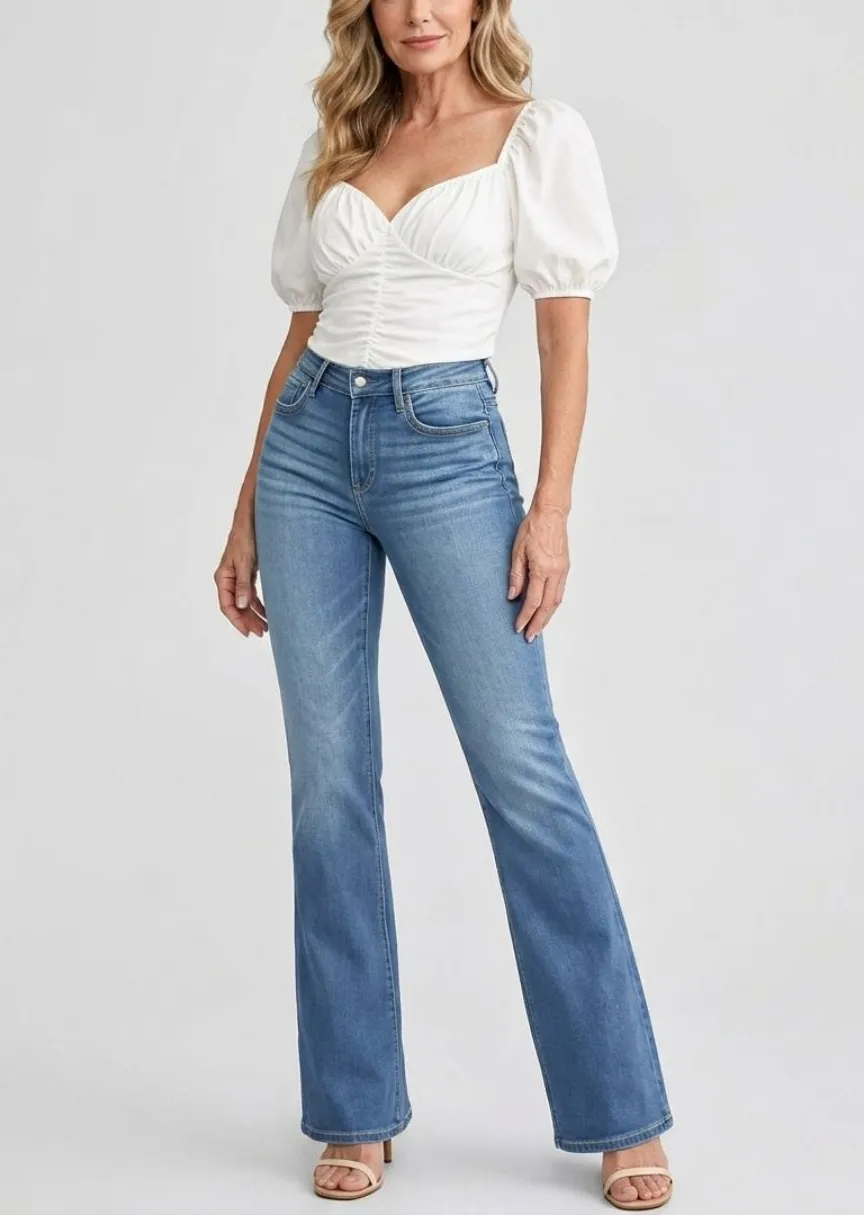 Stretch Slim-Fit Kick-Flare Jeans