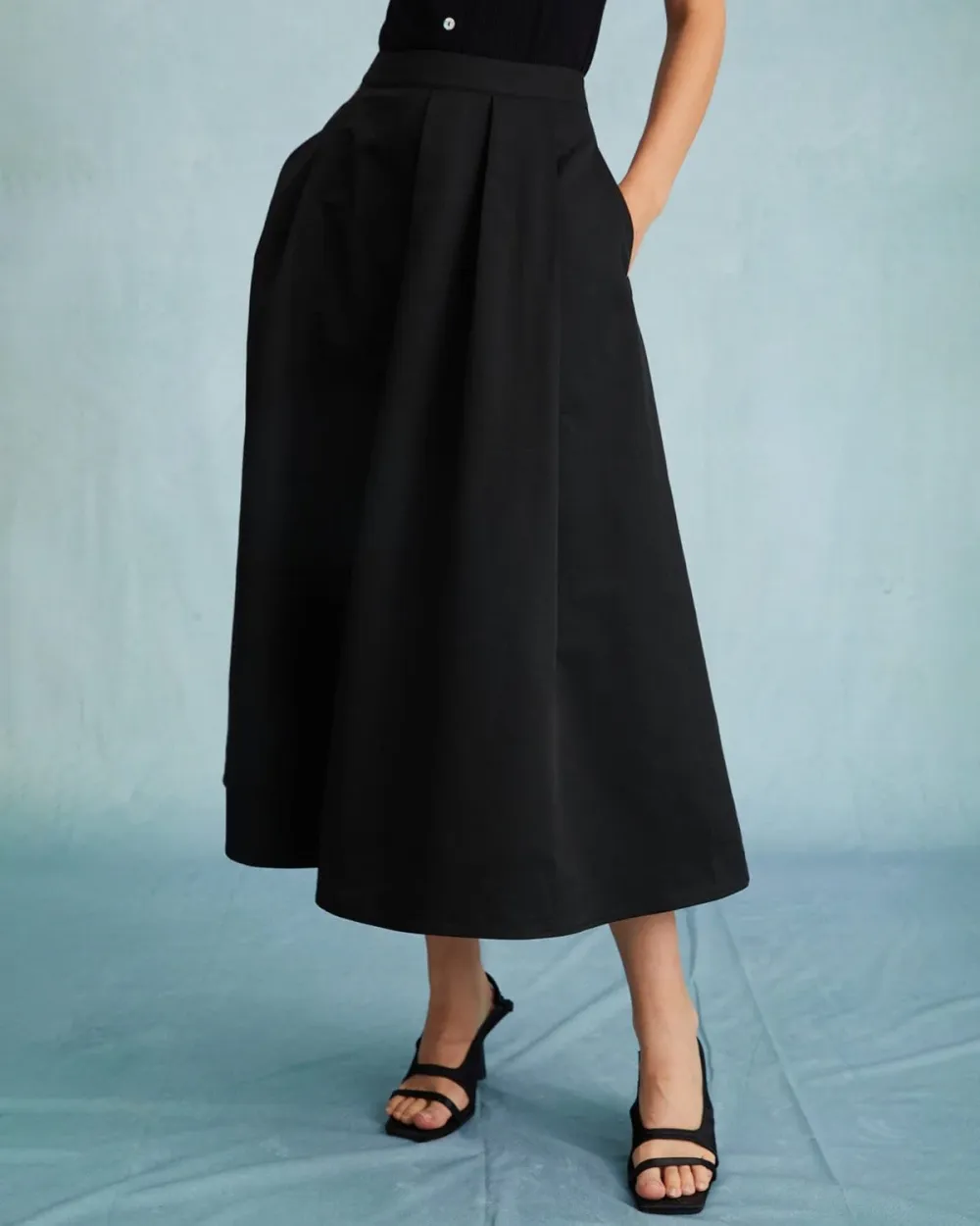 Polyester Satin Black Skirt