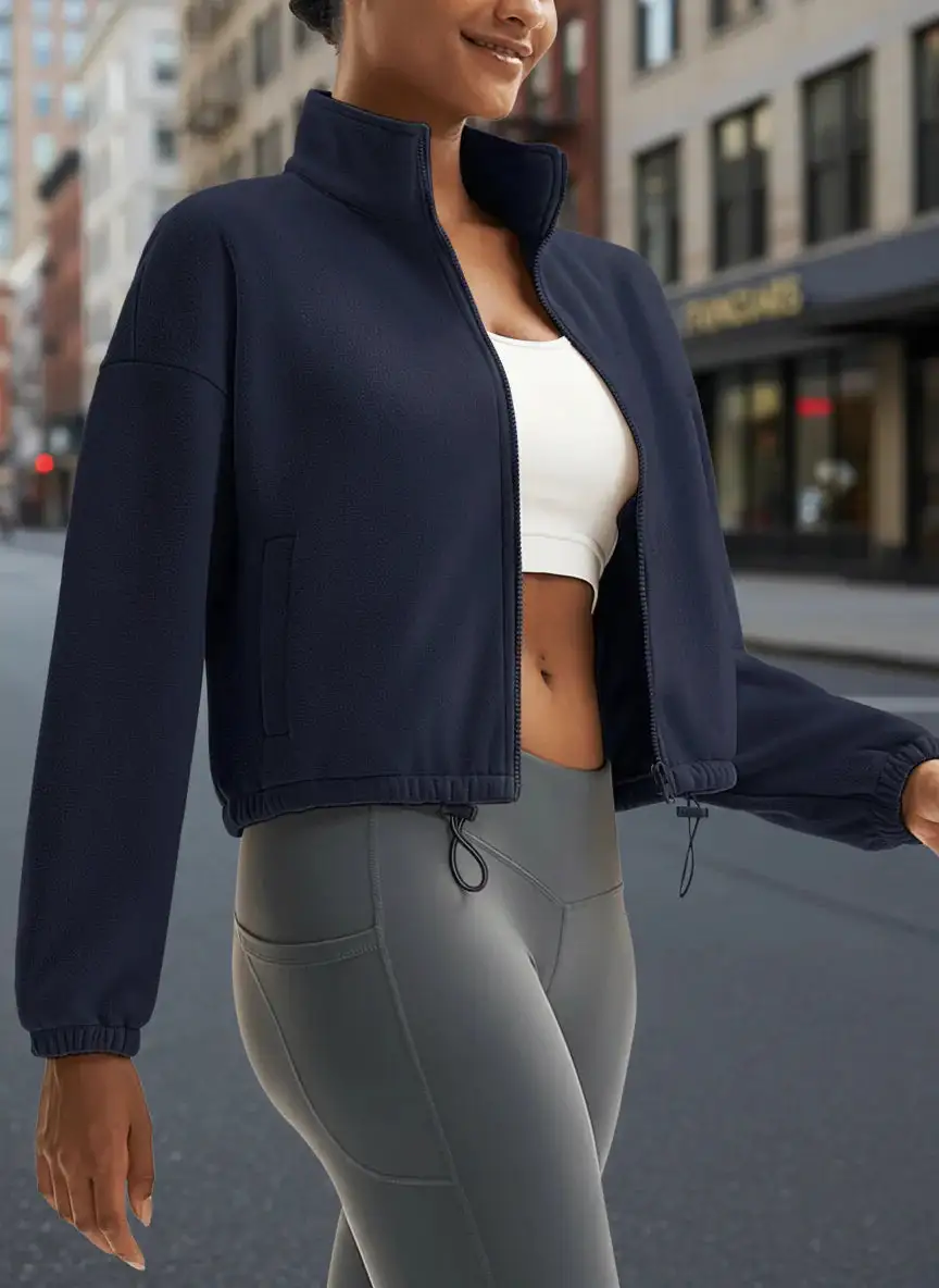 Cropped Fleece Collar Jacket