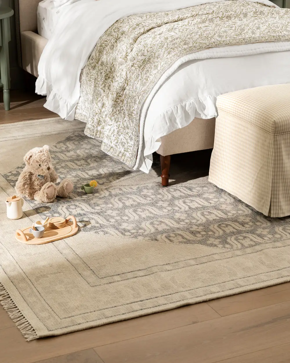 Refined Textural Hand-Knotted Wool Area Rug