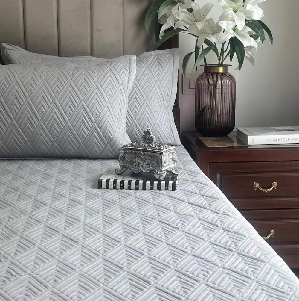 Sandstone Grey Cotton Reversible Bedspread