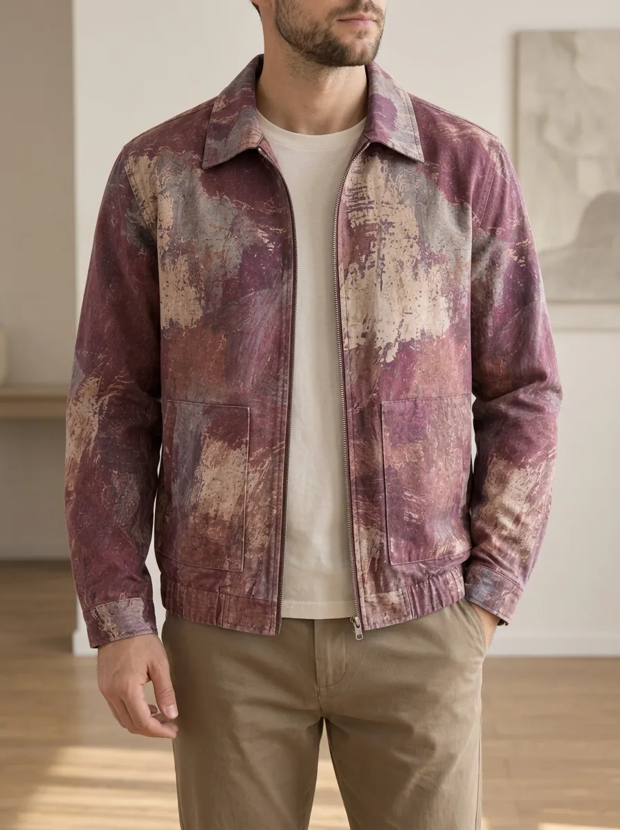Men's Abstract Art Brushstroke Rugged Horizon Jacket