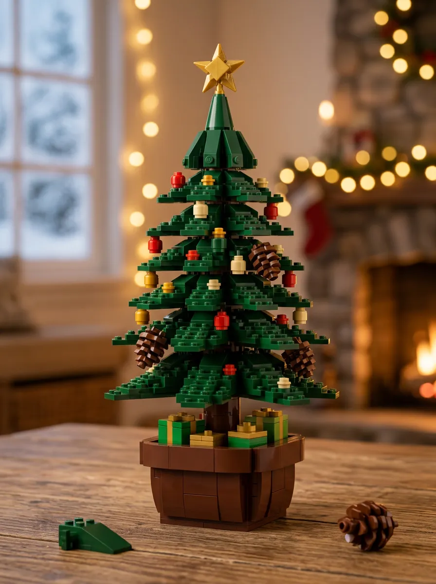 Building Block Tree Christmas Tabletop Ornament