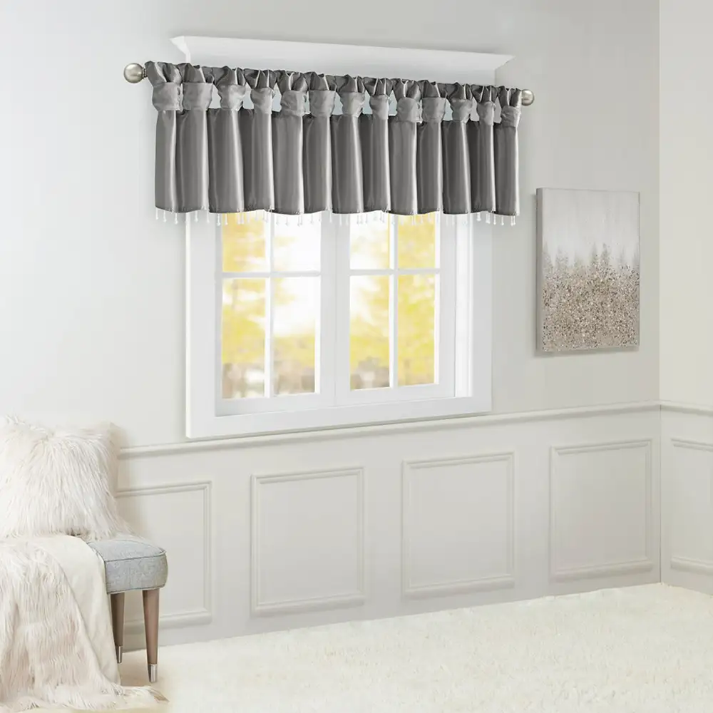 Faux Silk Solid Twist-Tab Valance