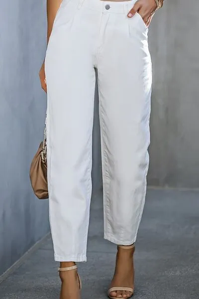 High Waist Straight Detail Denim Jeans