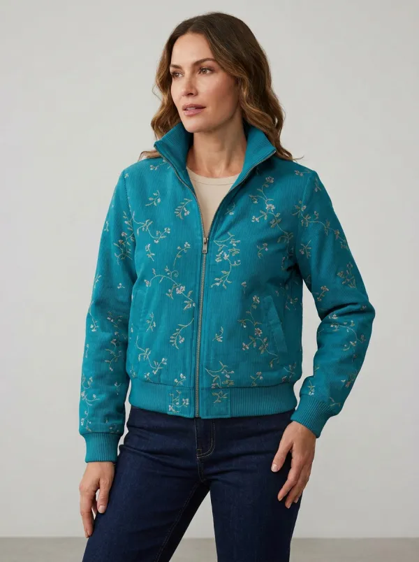 Women's Vintage Floral Corduroy Pattern Jacket