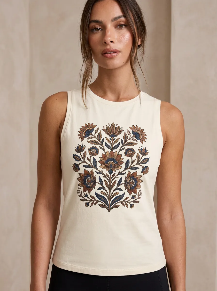 Boho Floral Botanical Tank Top