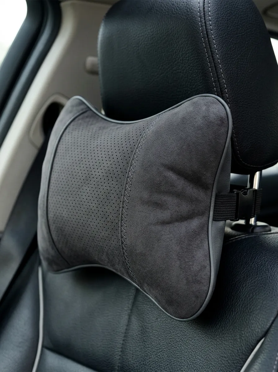 Neck-Support Perforated Suede-Look Car Neck Support Pillow