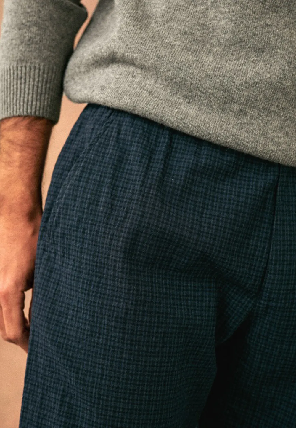 Olive Green Cotton Linen Blend Casual Trousers