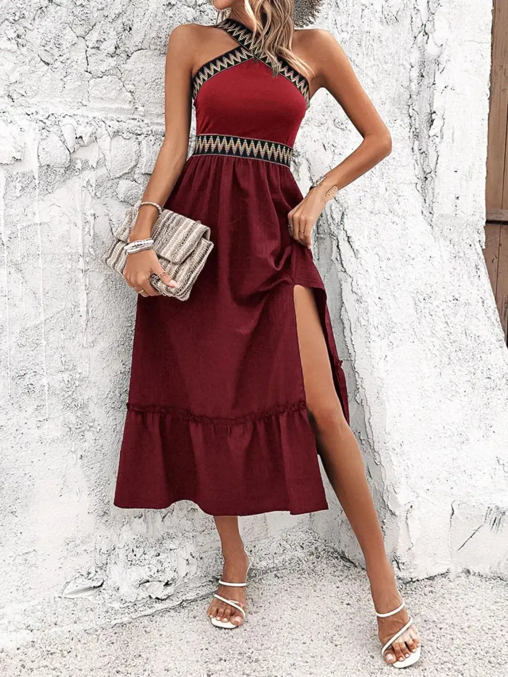 Everyday Ruffle Trim Midi Dress