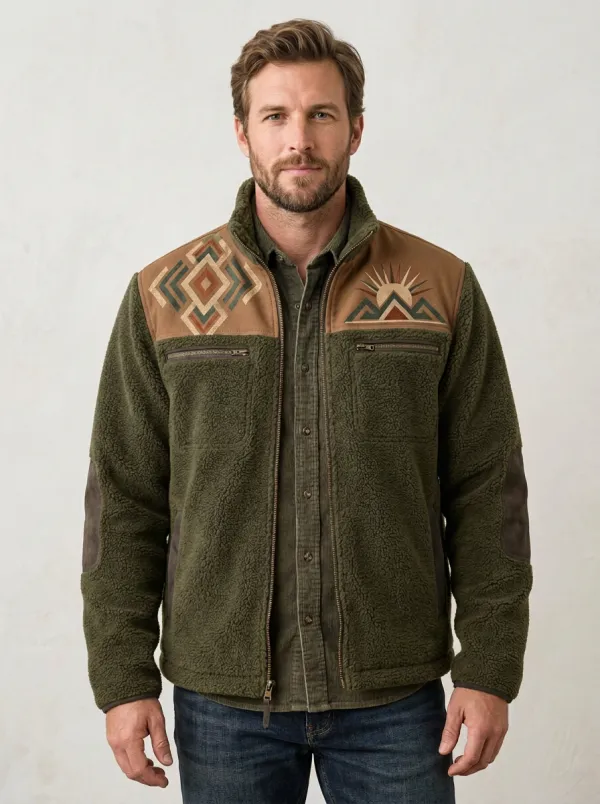 Canyon Trail Mountain Geometric Look Men's Western Fleece Jacket