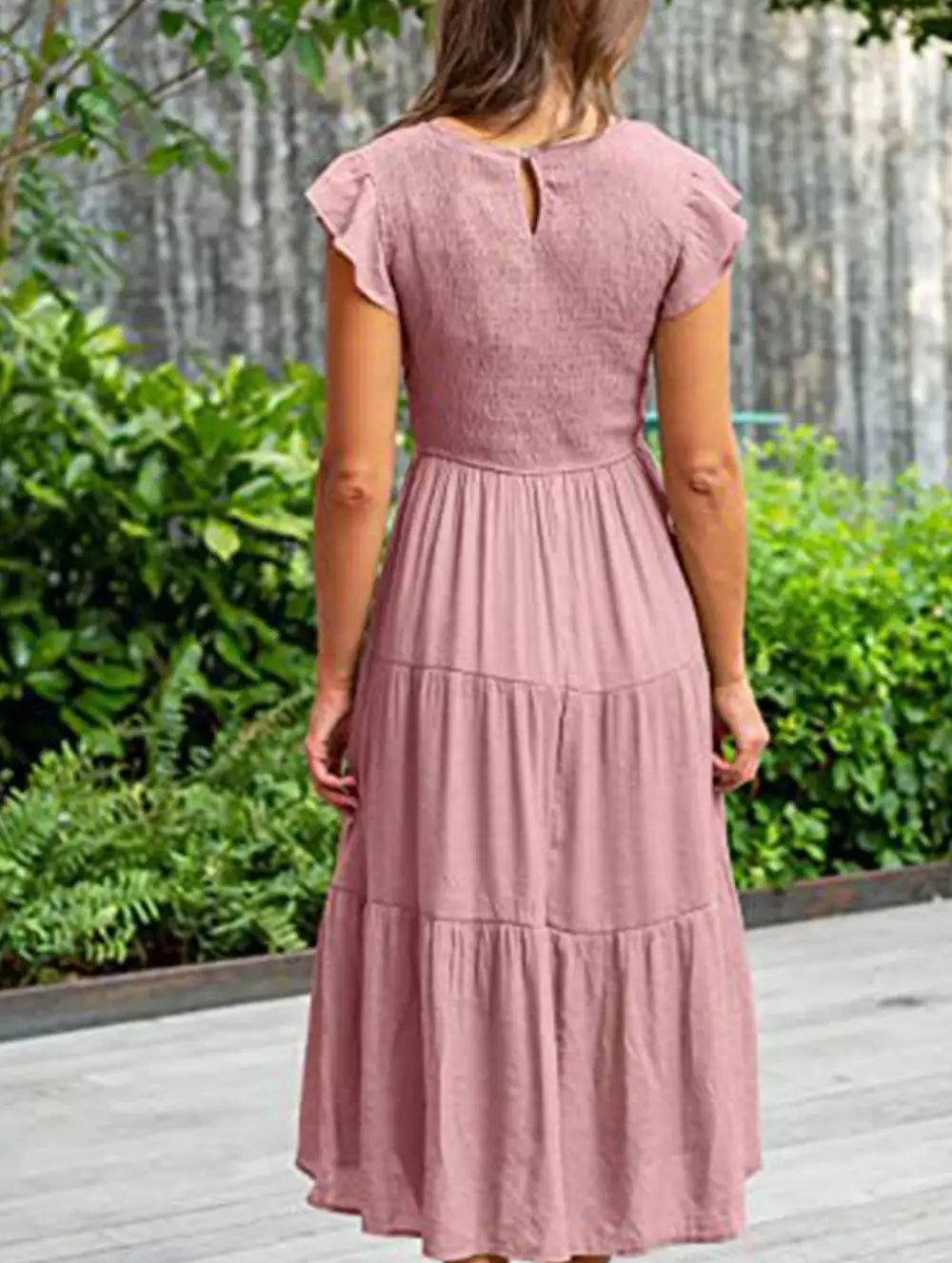Flutter Sleeve Tiered Mini Dress