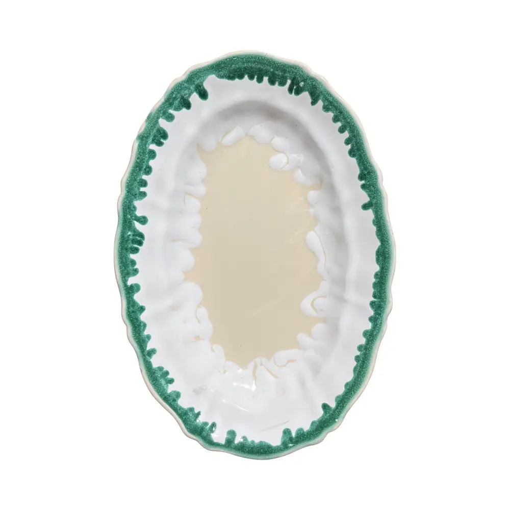 Scalloped Oval Ceramic Serving Platter