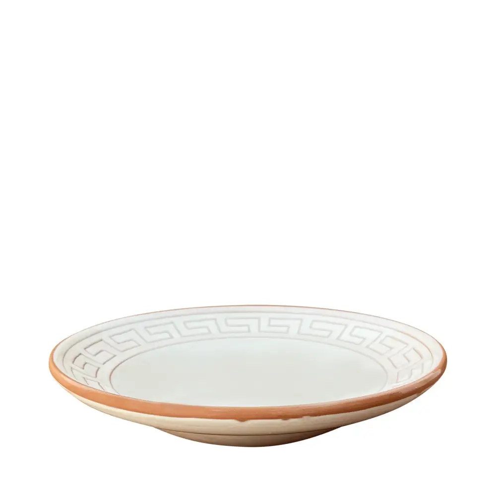 Meander-Motif Ceramic Pasta Bowl