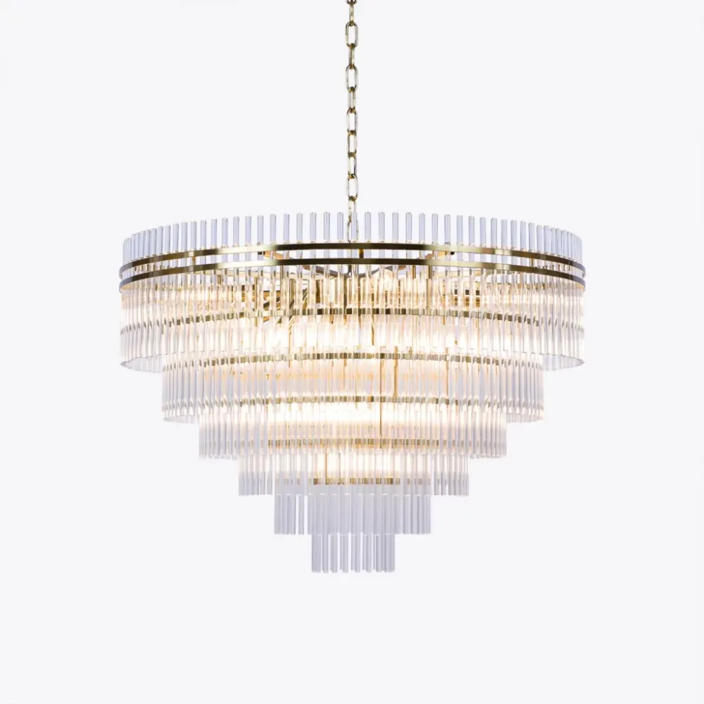 Art Deco Glass Rod Chandelier