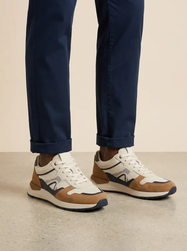 Men's Casual Colorblock Suede Mesh Print Sneakers