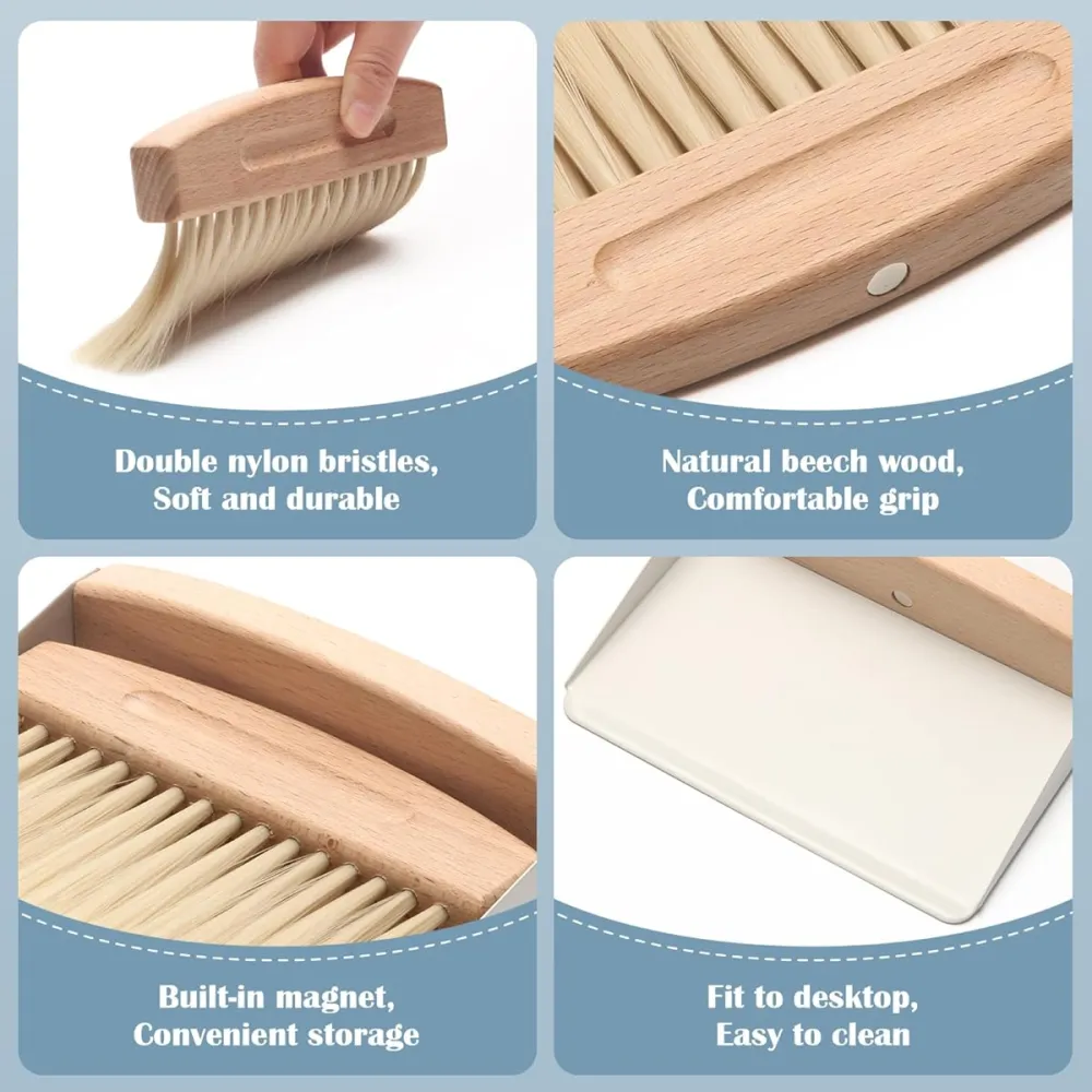 Wooden Mini Dustpan and Brush Set