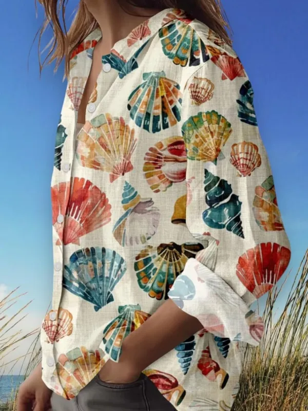 Watercolor Shell Long Sleeve Shirt