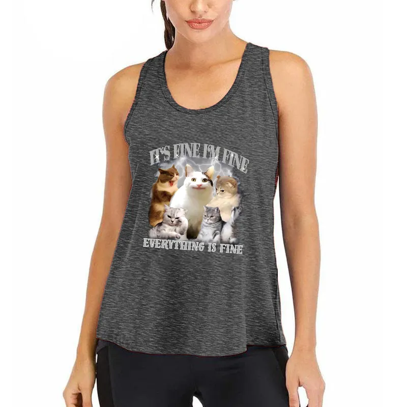 Everything Is Fine Cat Meme Athletic Tank