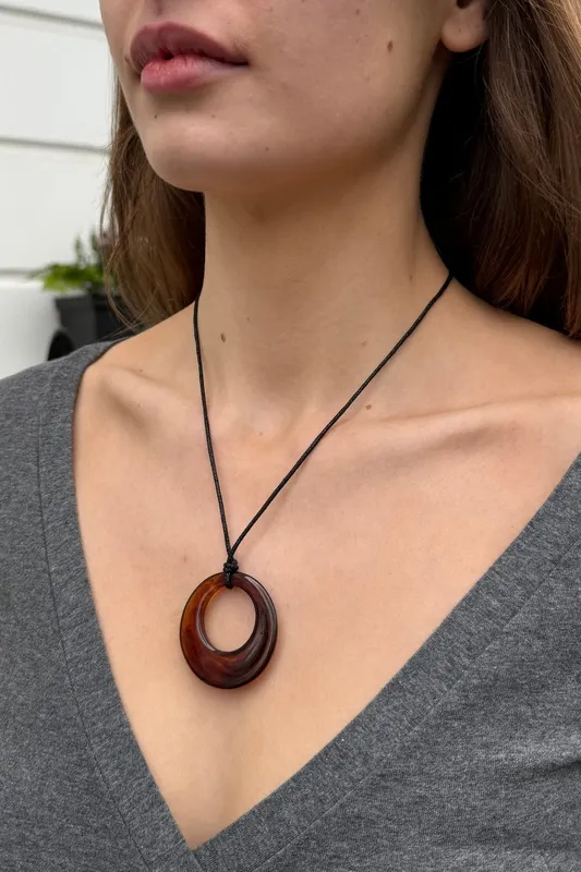Black Cord Circle Necklace