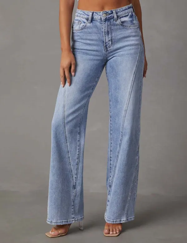Daily Jeans Button Straight Leg Denim Pants