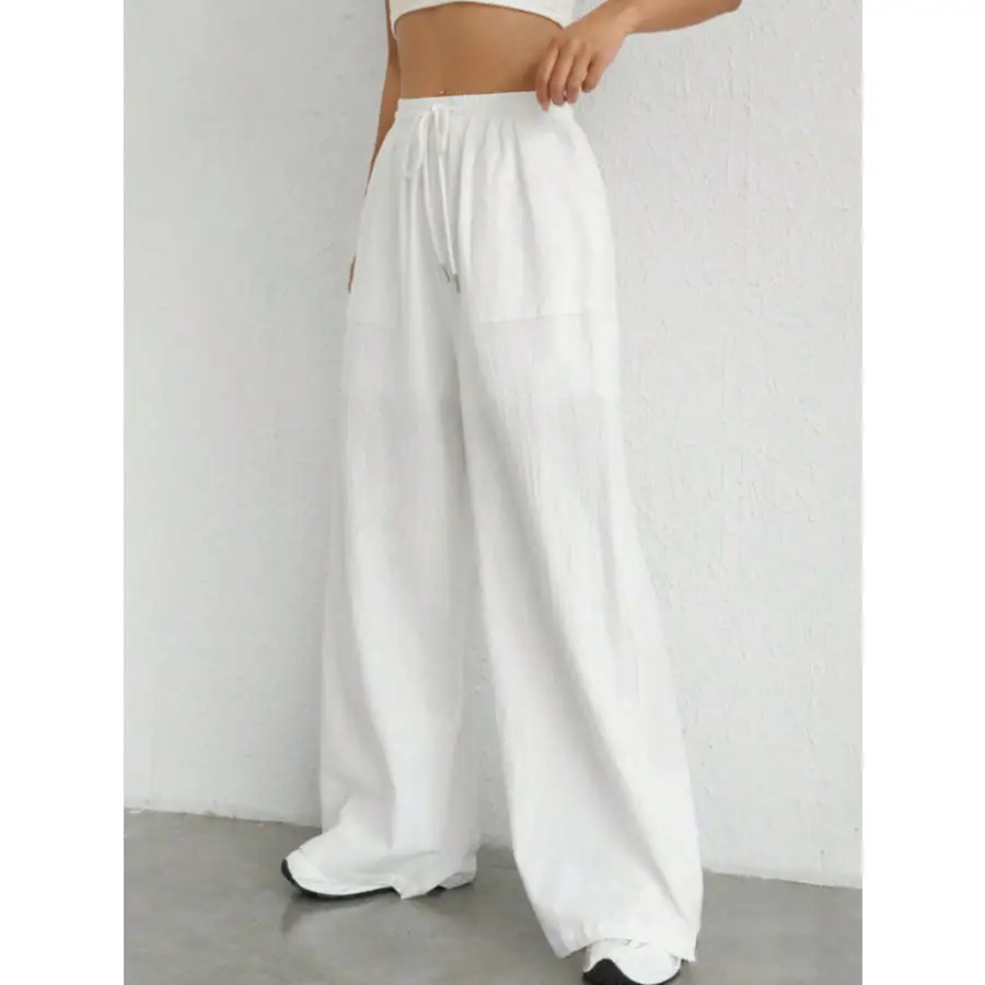 Relaxed Drawstring Wide Leg Pants