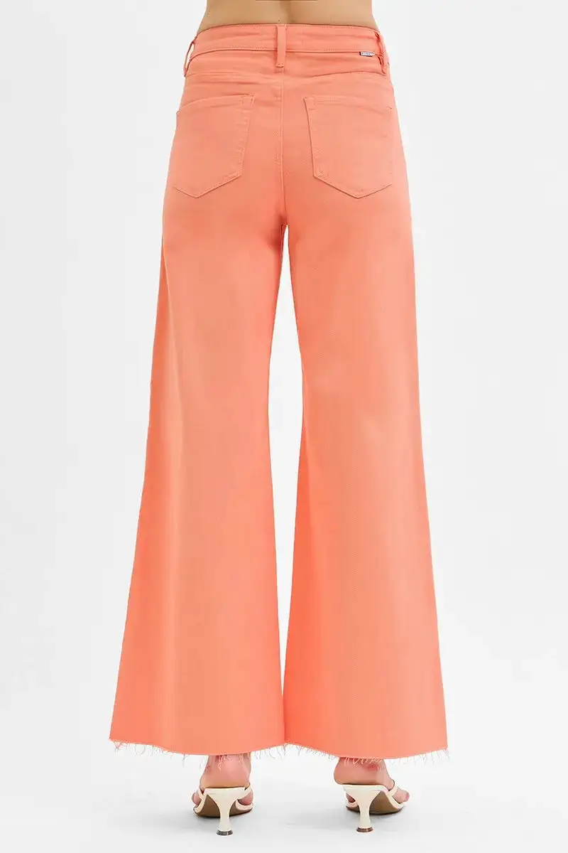 Full Size Tummy Control High Rise Wide Leg Palazzo Jeans Plus Size